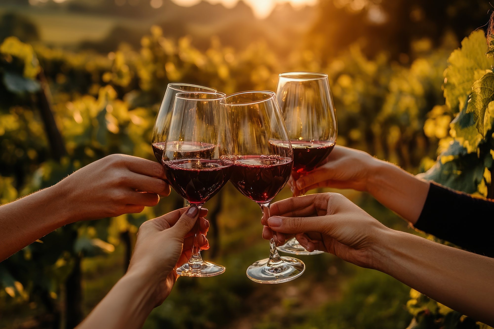 Trinquer entre amis dans les vignes